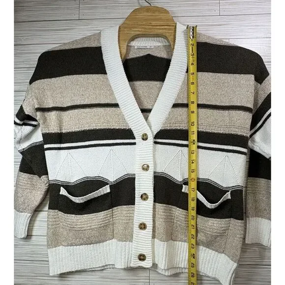 NWT Pink Clover Women's Stitch Fix Exclusive Striped Soft Striped Cardigan Sz LP - Picture 7 of 10